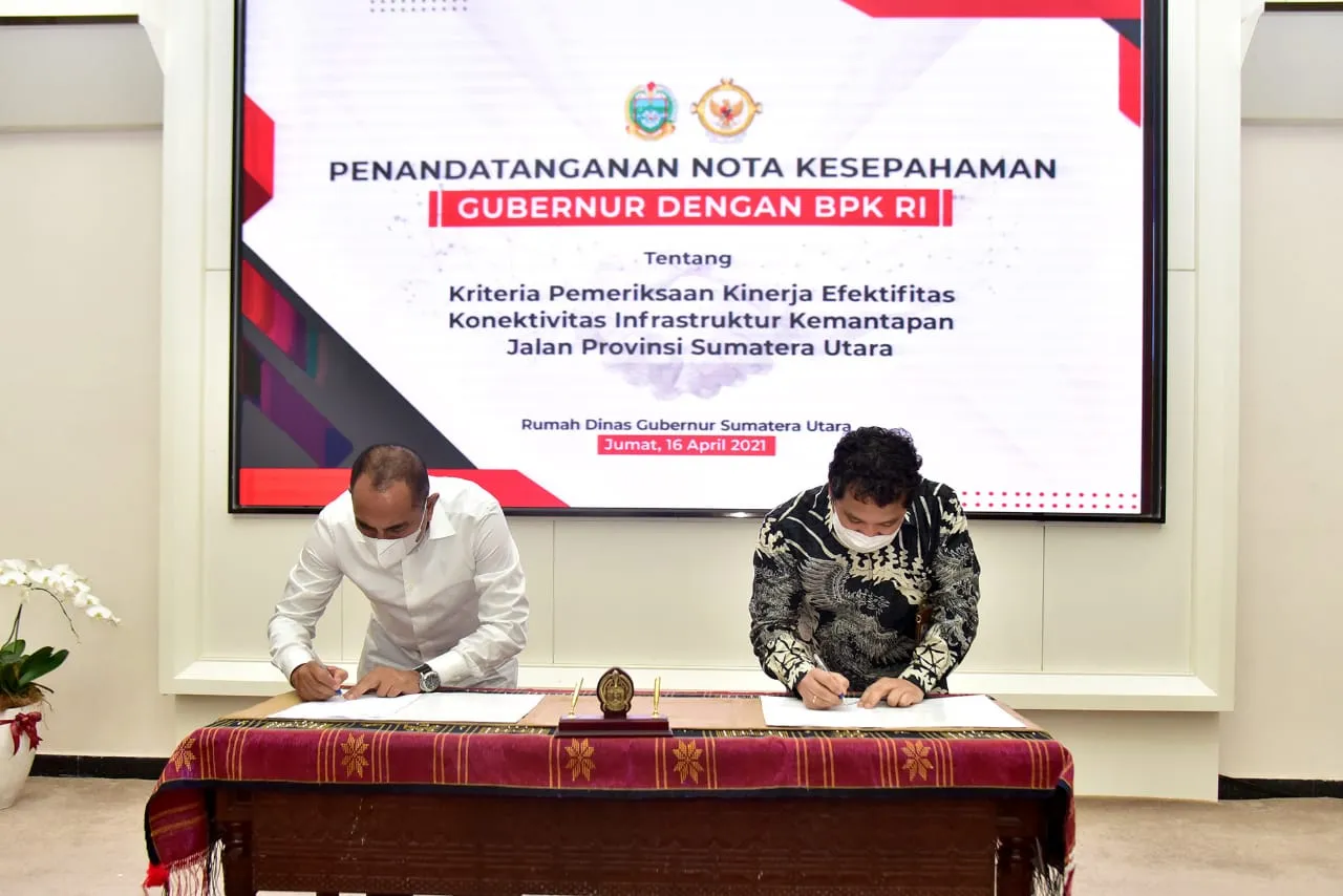 Gubernur Edy - Kepala BPK RI Sumut Teken MoU Pengelolaan Infrastruktur