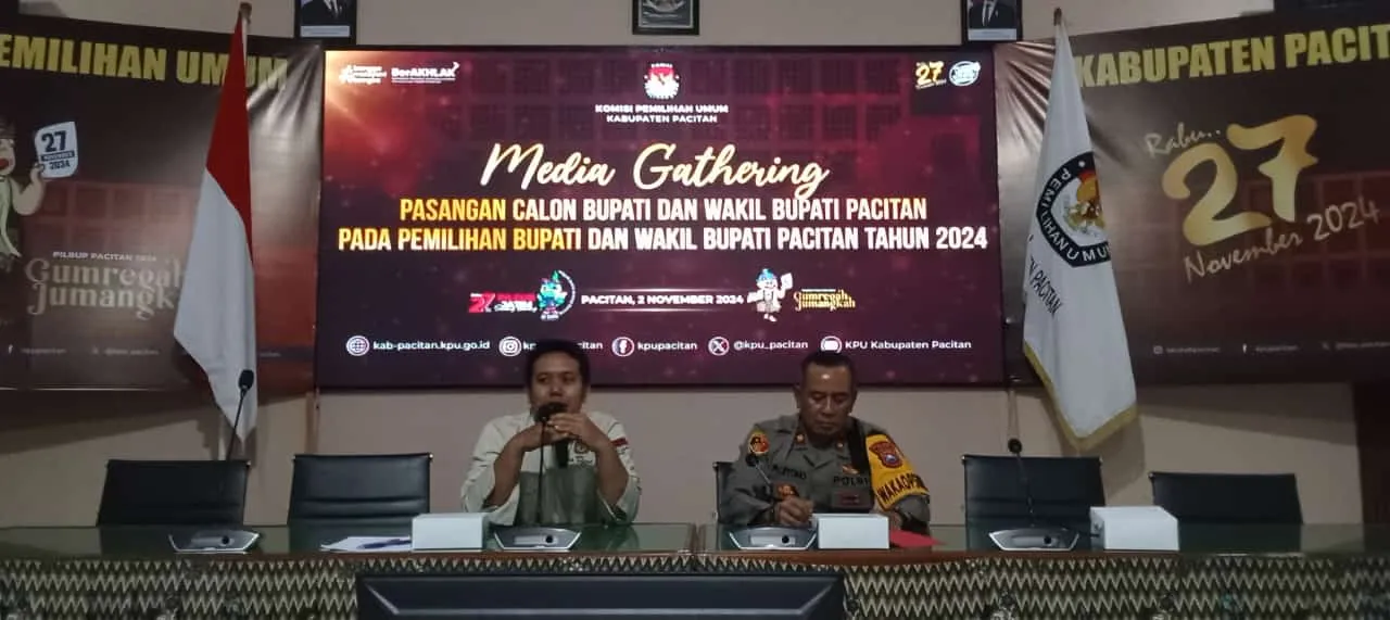 KPU Gelar Media Gathering Pengamanan Debat Publik Calon Bupati Dan Wakil Bupati Pacitan 2024.