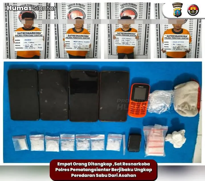 Sat Narkoba Polres Siantar Tangkap 4 Kawanan Peredaran Sabu, 2 dari Asahan