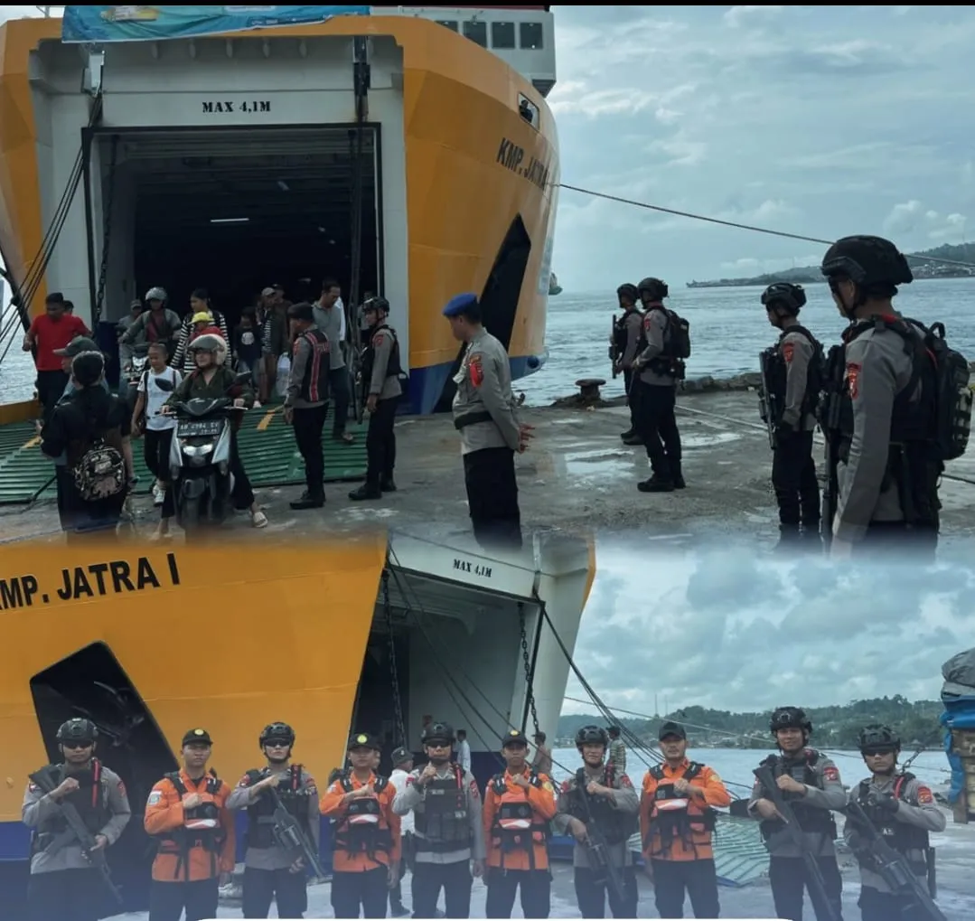 Jaga Gerbang Laut Nias, Brimob Sumut Intensifkan Patroli Arus Mudik di Pelabuhan Gunungsitoli