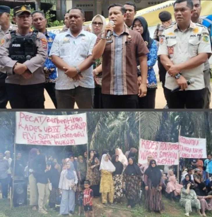 Ratusan Warga Desa Ujung Batu 4 Demon Tuntut Kepala Desa Dicopot