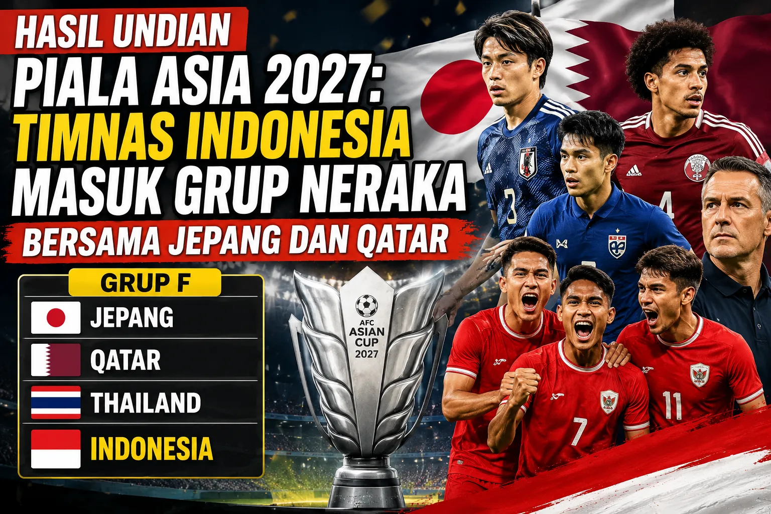 Hasil Undian Piala Asia 2027: Timnas Indonesia Masuk Grup Neraka Bersama Jepang dan Qatar
