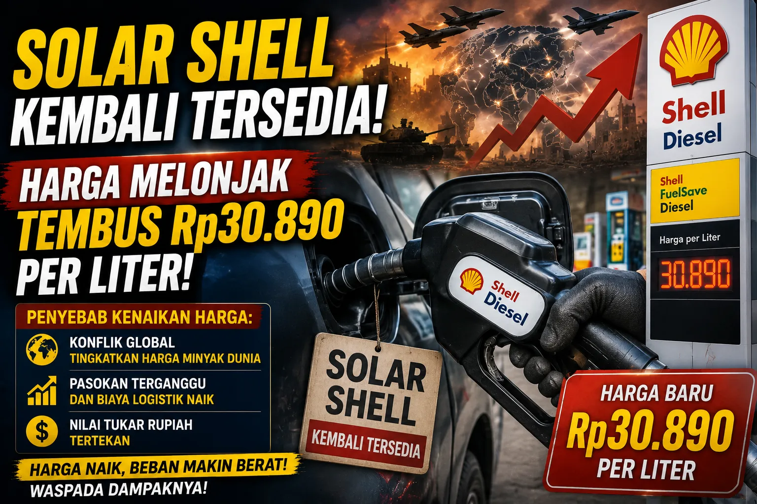 Solar Shell Kembali Tersedia, Harga Melonjak Tembus Rp30.890 per Liter Akibat Konflik Global