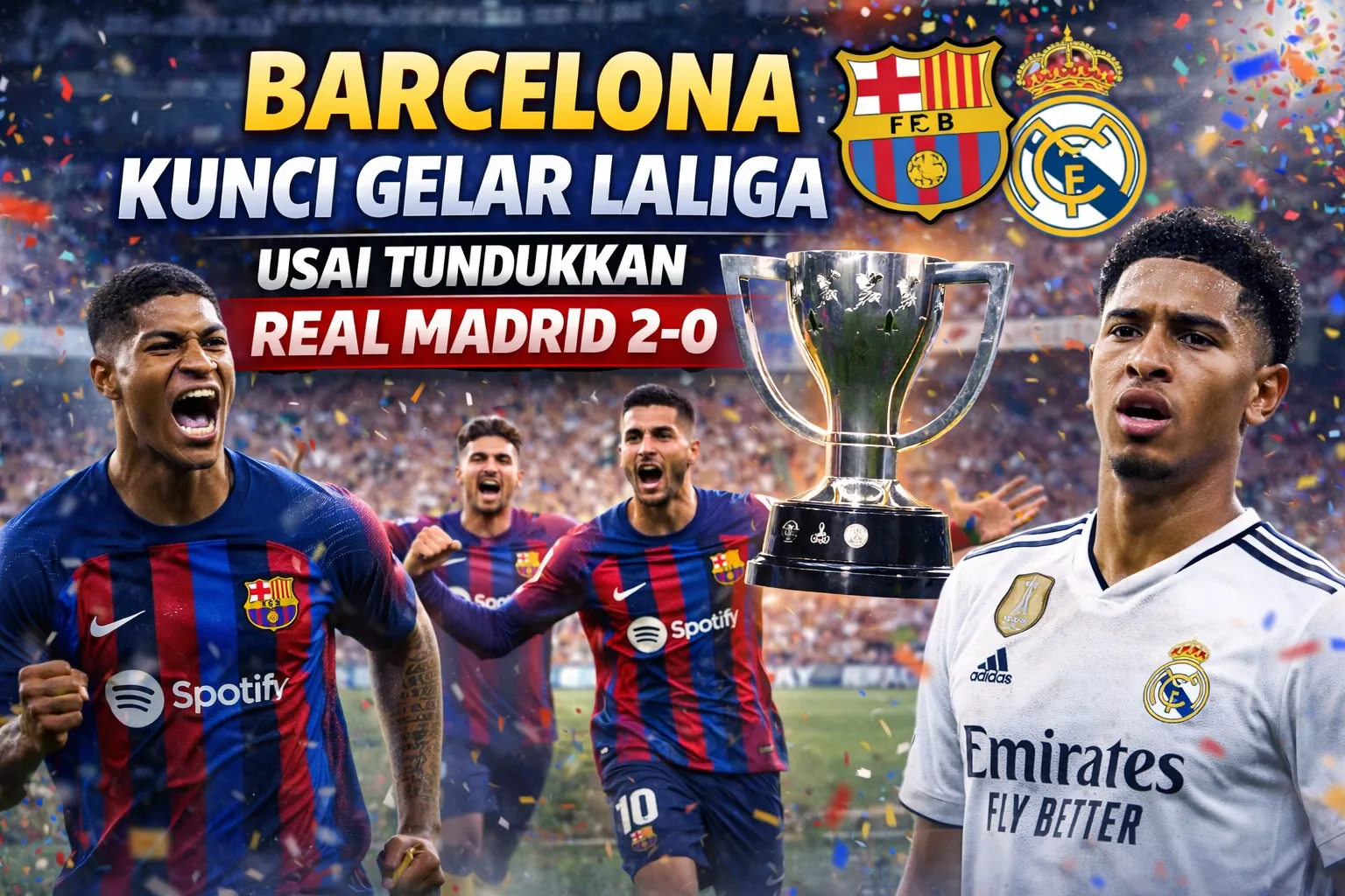 Barcelona Kunci Gelar LaLiga Usai Tundukkan Real Madrid 2-0 di El Clasico