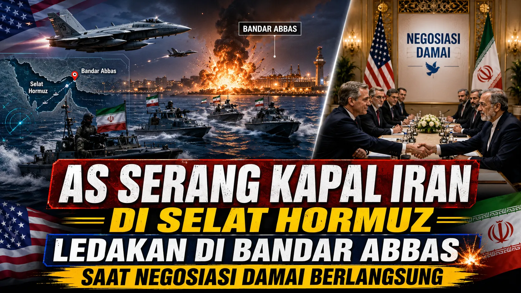 AS Serang Kapal Iran di Selat Hormuz, Ledakan Terdengar di Bandar Abbas Saat Negosiasi Damai Berlangsung