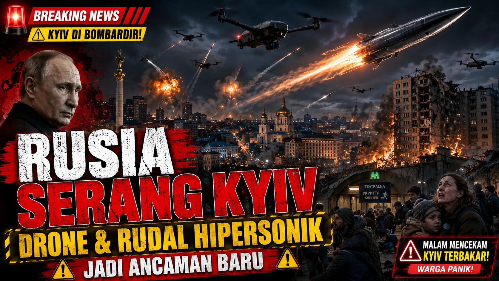 Rusia Serang Kyiv Besar-besaran, Drone dan Rudal Hipersonik Jadi Ancaman Baru