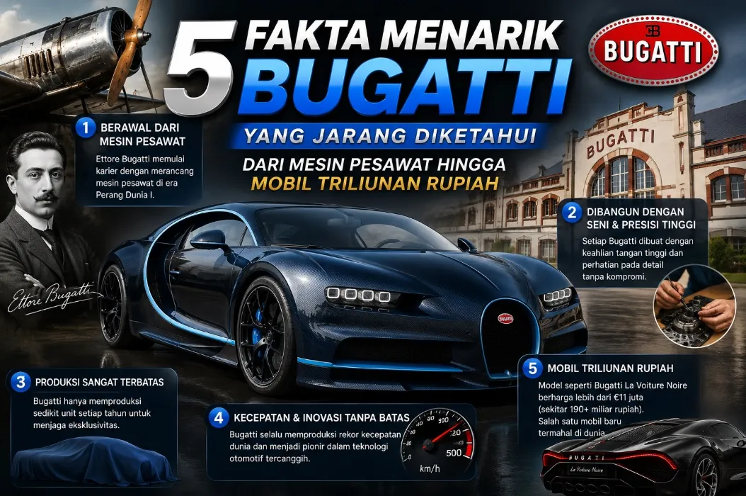 5 Fakta Menarik Bugatti yang Jarang Diketahui, dari Mesin Pesawat hingga Mobil Triliunan Rupiah