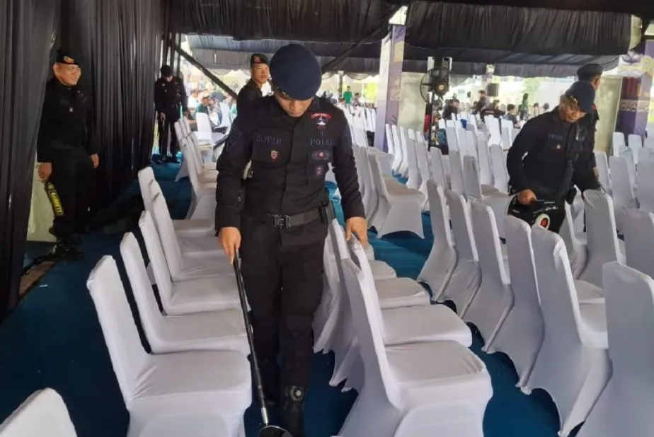 Brimob Sumut Sterilkan Lokasi Gelar Melayu Serumpun 2026 di Lapangan Merdeka Medan