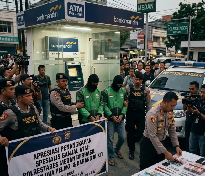 Dua Spesialis Ganjal ATM Ditangkap Polrestabes Medan, Diduga Rugikan Korban Ratusan Juta