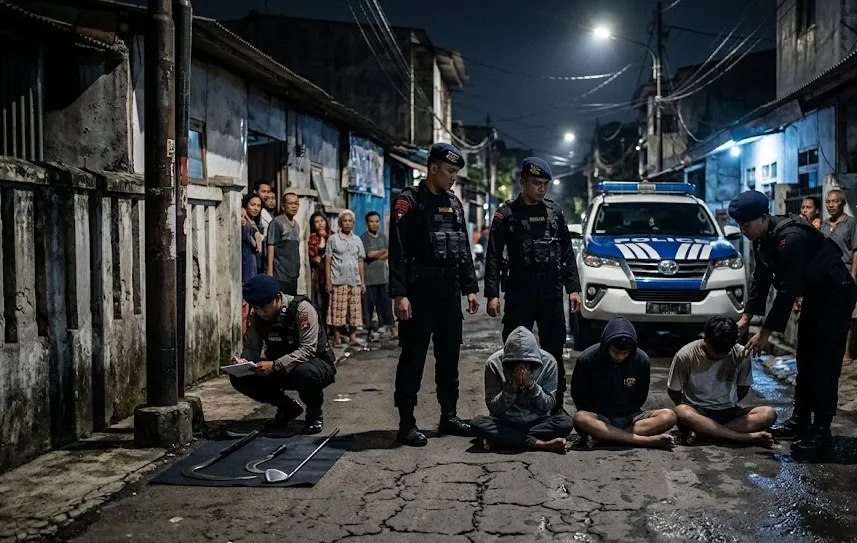 Gagalkan Tawuran di Koja, Brimob Amankan Tiga Remaja Beserta Celurit dan Stik Golf