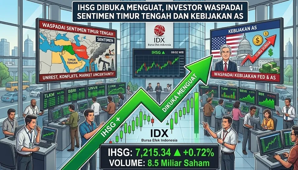 IHSG Dibuka Menguat, Investor Waspadai Sentimen Timur Tengah dan Kebijakan AS
