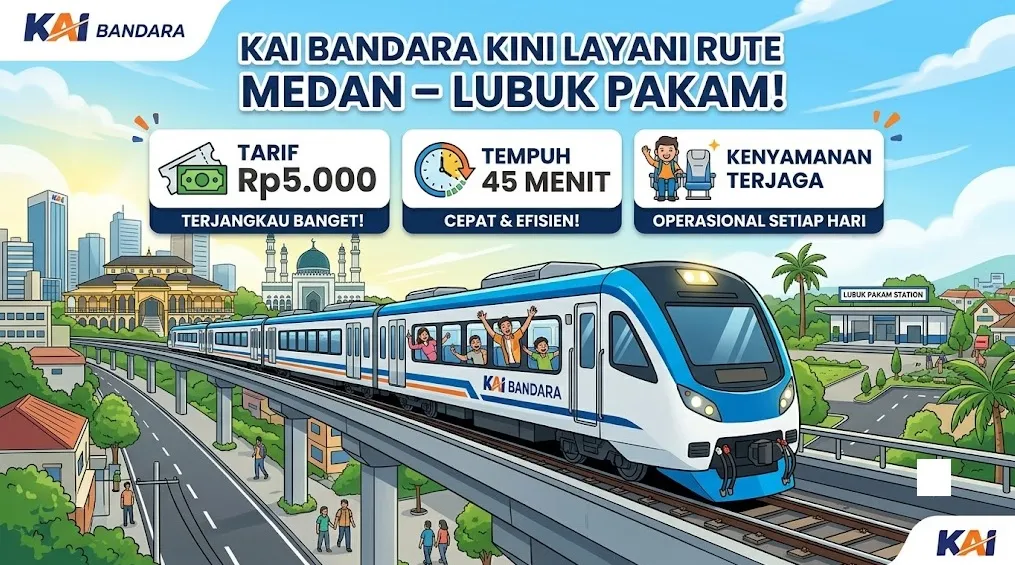 KAI Bandara Resmi Layani Rute Medan–Lubuk Pakam, Tarif Rp5.000 dan Tempuh 45 Menit