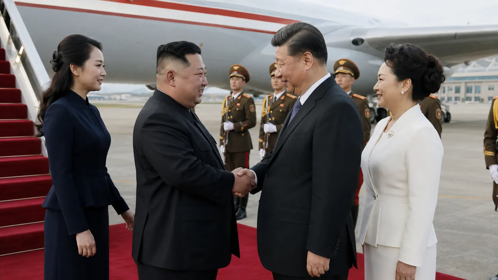 Momen Hangat Kim Jong-un dan Ri Sol-ju Lepas Kepulangan Xi Jinping di Pyongyang