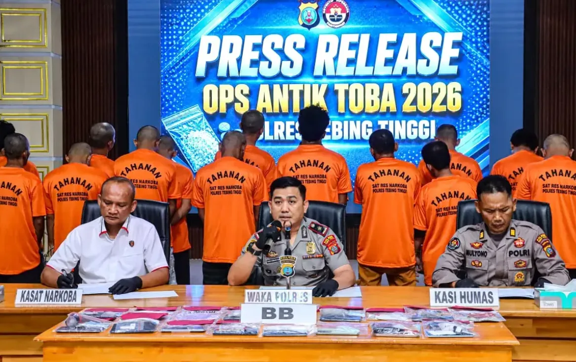 Operasi Antik Toba 2026, Polres Tebingtinggi Ungkap 19 Kasus Narkoba dalam 21 Hari
