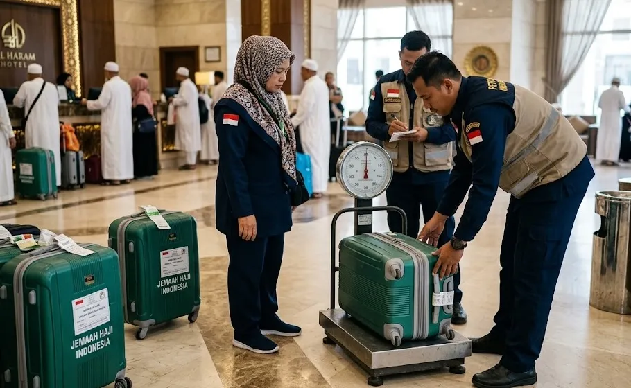 Persiapan Pulang, Koper Jemaah Haji Gelombang 2 Mulai Ditimbang di Madinah