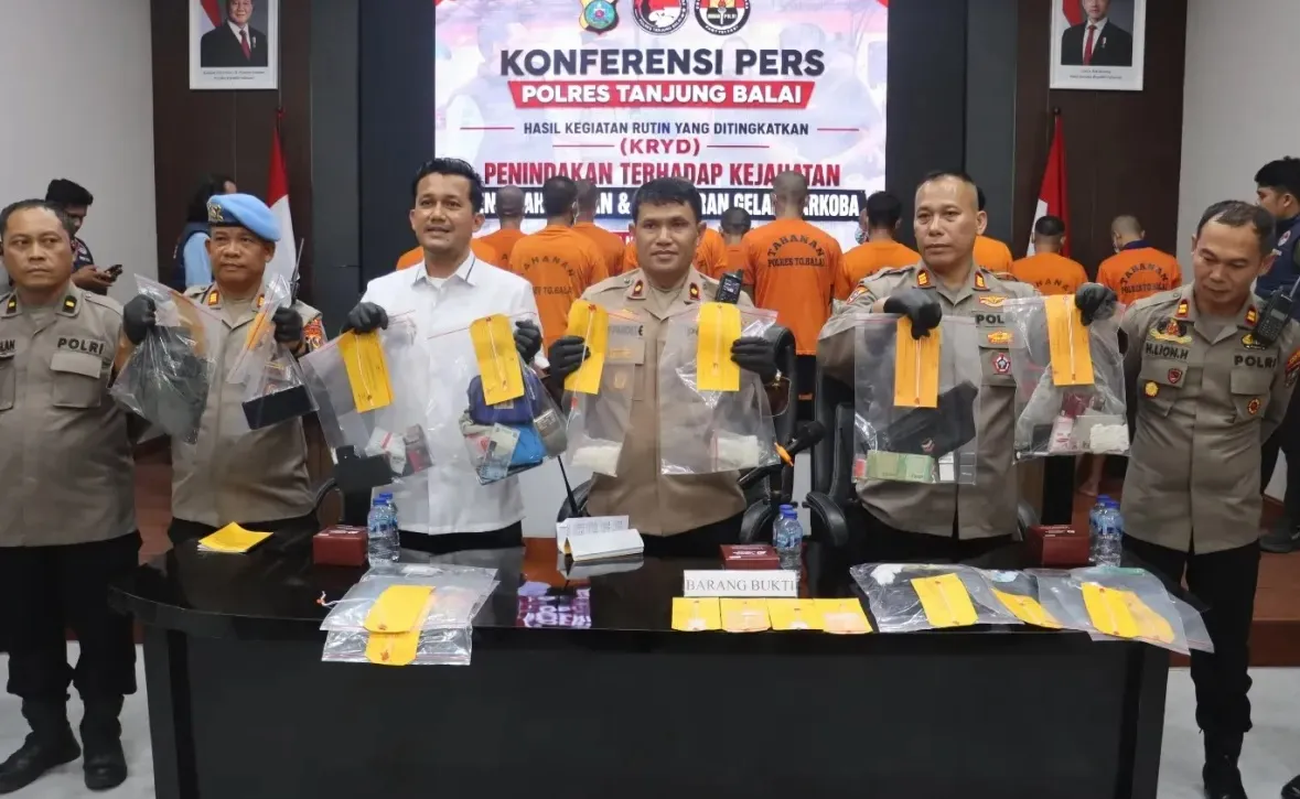 Polres Tanjungbalai Ungkap 15 Kasus Narkoba, 19 Tersangka Diamankan