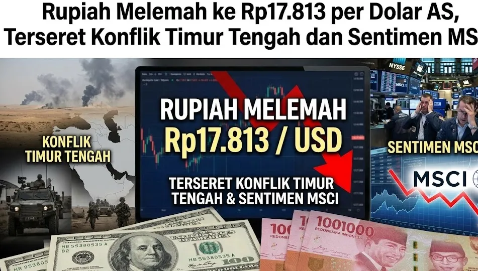Rupiah Melemah ke Rp17.813 per Dolar AS, Terseret Konflik Timur Tengah dan Sentimen MSCI