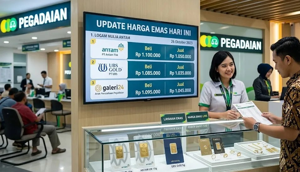 Update Harga Emas Hari Ini: Antam, UBS, dan Galeri24 di Pegadaian