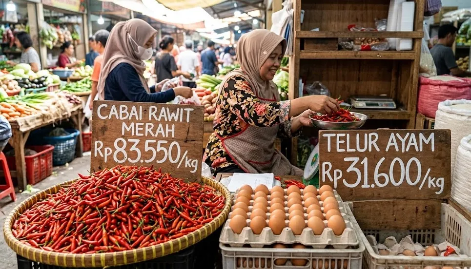 Update Harga Pangan Nasional: Cabai Rawit Merah Rp83.550 per Kg, Telur Ayam Rp31.600