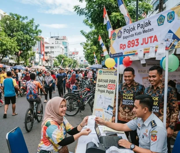 Bayar PBB Sambil CFD, Pojok Pajak Bapenda Medan Kumpulkan Rp893 Juta