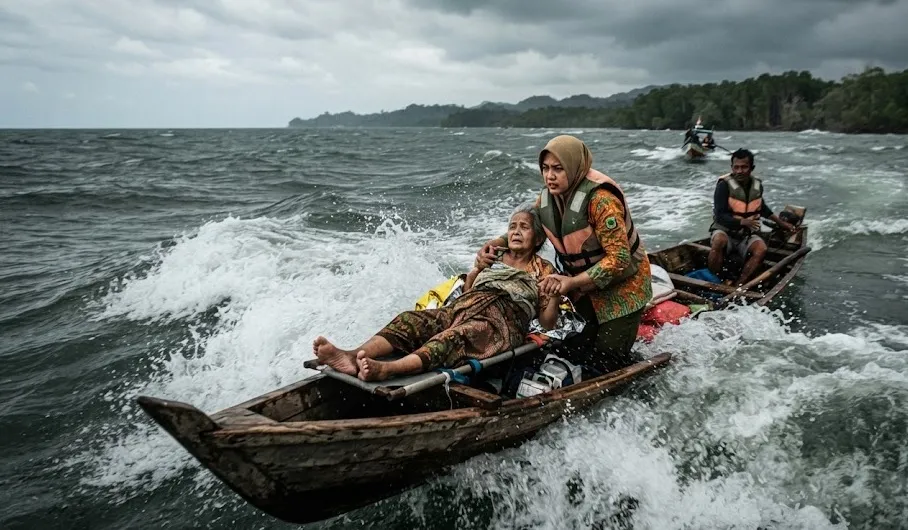 Bidan Pesisir Langkat Taruh Nyawa Evakuasi Pasien Lewat Laut, Perahu Dihantam Ombak