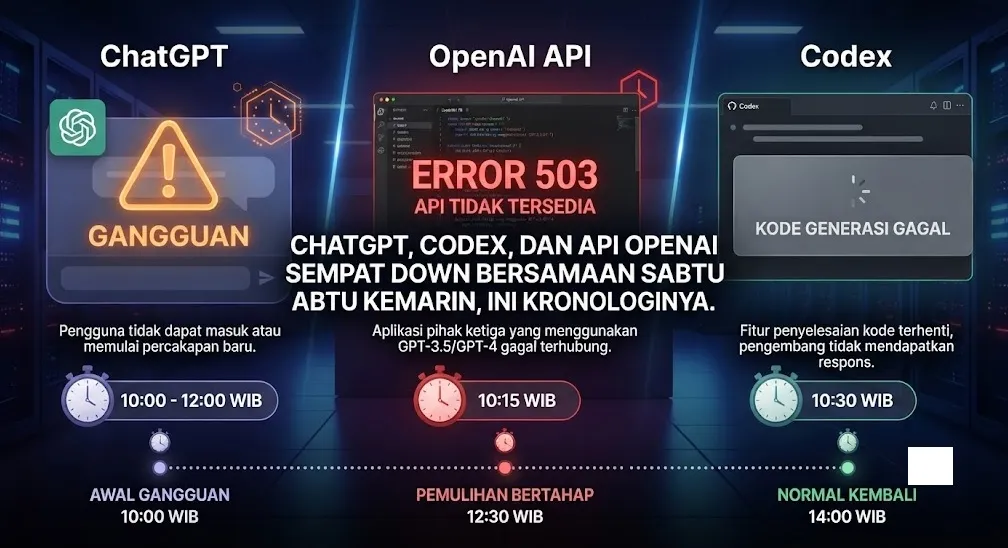 ChatGPT, Codex, dan API OpenAI Sempat Down Bersamaan Sabtu Kemarin, Ini Kronologinya