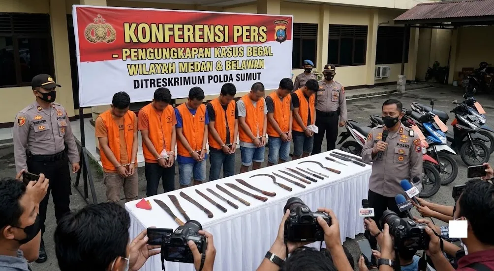 Polda Sumut Ringkus 7 Begal yang Diduga Beraksi di Medan dan Belawan, Polisi Sita Motor hingga Sajam