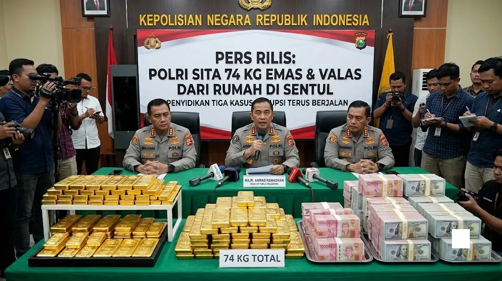 Polri Sita 74 Kg Emas dan Valas dari Rumah di Sentul, Penyidikan Tiga Kasus Korupsi Terus Berjalan