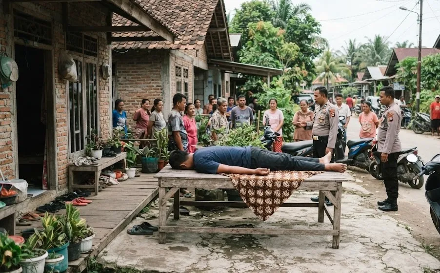 Pria 38 Tahun Ditemukan Meninggal di Atas Meja Depan Rumah Warga Tanjungmorawa