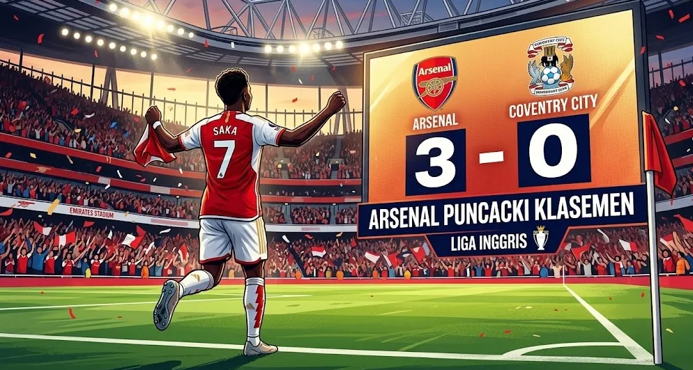 Arsenal Puncaki Klasemen Usai Bantai Coventry City 3-0