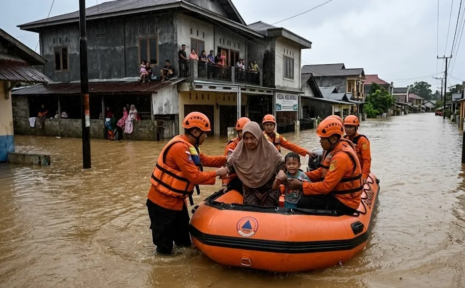 Banjir Kepung Padang, Puluhan Keluarga di Kuranji Dievakuasi BPBD dan SAR