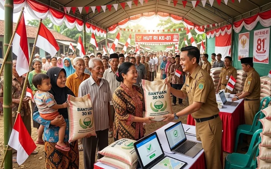 Bantuan Beras 30 Kg Cair Bareng HUT RI ke-81, Ini Jadwal dan Cara Ceknya