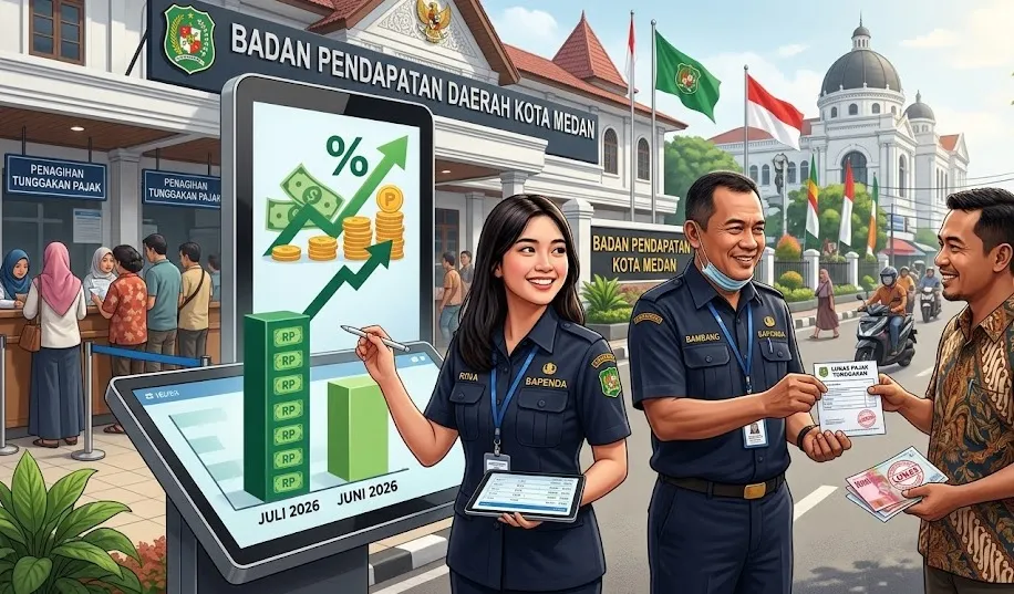 Bapenda Medan Kantongi Rp1,4 Miliar dari Penagihan Tunggakan Pajak Juli 2026, Naik dari Bulan Sebelumnya