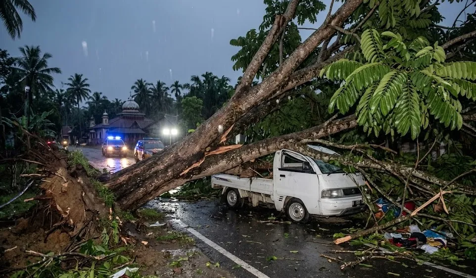 Pohon Kedondong Tumbang Diterjang Angin, Tujuh Penumpang Pikap Meninggal di Pidie