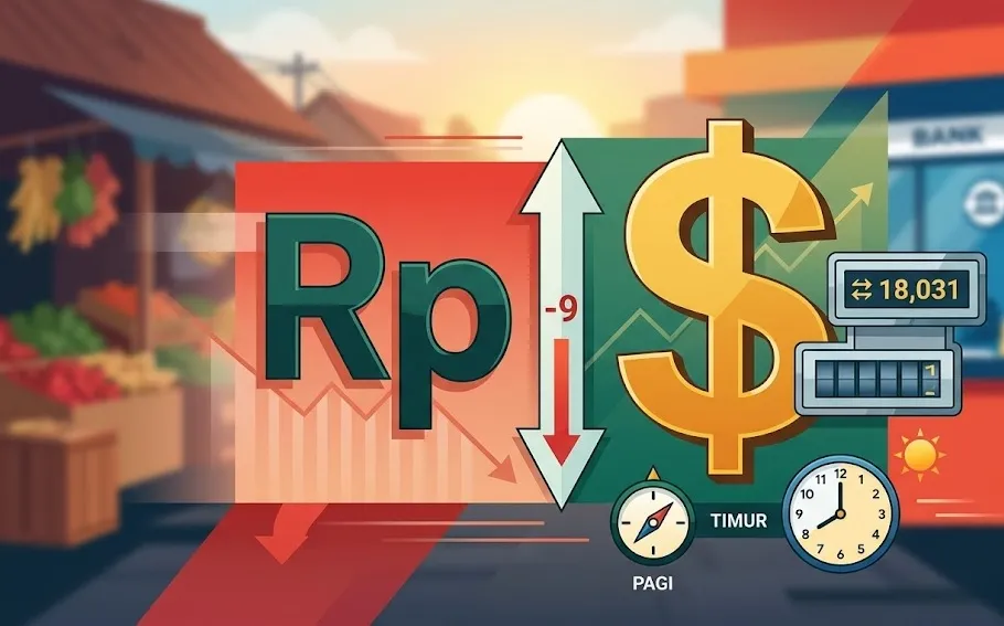 Rupiah Pagi Ini Melemah 9 Poin ke Rp18.031 per Dolar AS