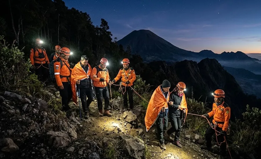 Tersesat di Puncak, 4 Pendaki Gunung Lokon Dievakuasi Selamat Dini Hari