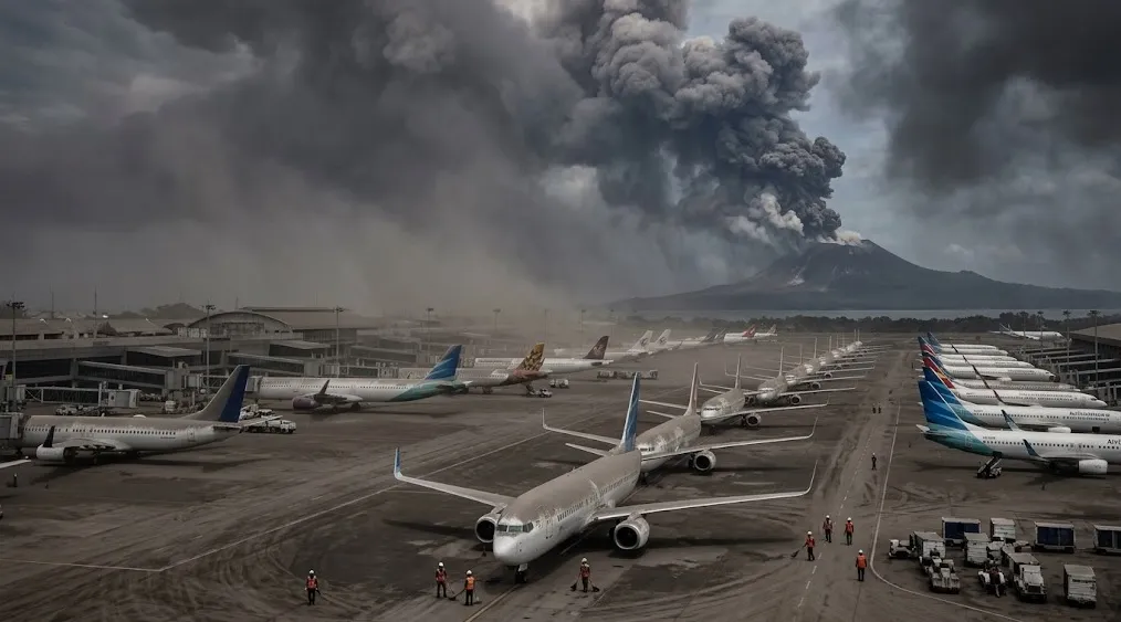 Abu Vulkanik Anak Krakatau Lumpuhkan 301 Penerbangan di Dua Negara