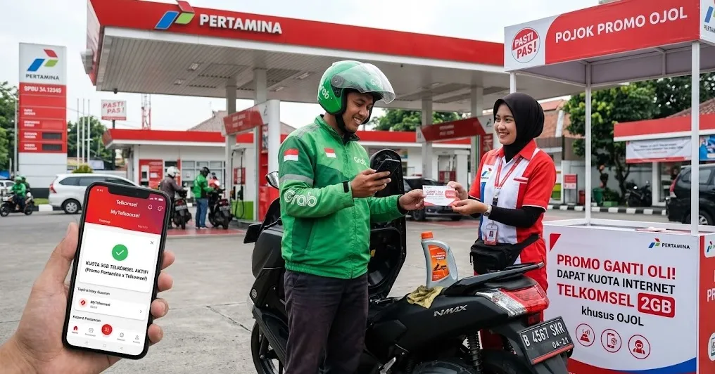 Ganti Oli, Dapat Kuota: Cara Baru Pertamina dan Telkomsel Rangkul Pengemudi Ojol