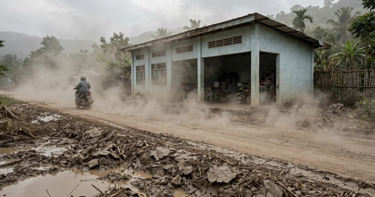 Lumpur Banjir Mengering Jadi Debu di Jalan Samping GOR Kutacane, Warga Sesak Bernapas