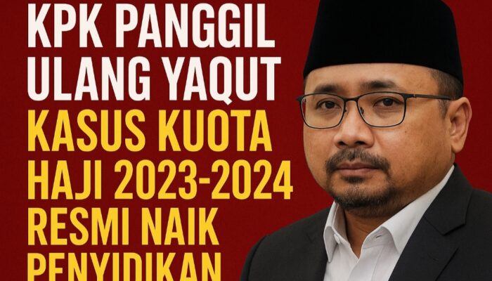 KPK Panggil Ulang Eks Menag Yaqut — Kasus Kuota Haji 2023–2024 Resmi Naik Penyidikan